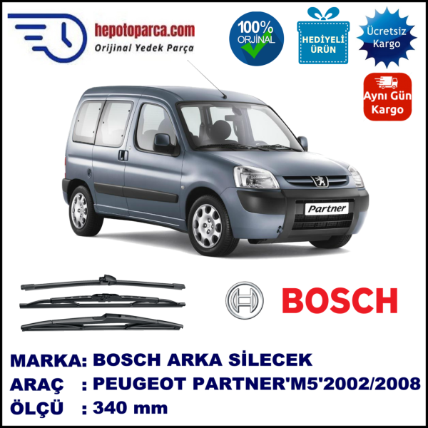 PEUGEOT Partner [M5] 340 mm 09.2002-04.2008 BOSCH Arka Silecek