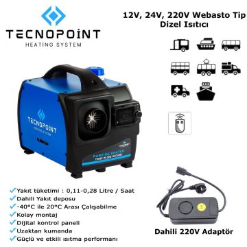 TEKNOPOİNT TC18-08 ARAÇ İÇİ ISITICI D4 12V -220V ÇANTA TİPİ     WEBASTO