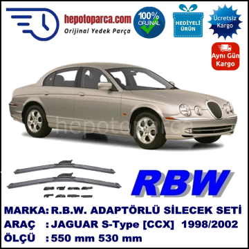 JAGUAR S-Type [CCX] 10.1998-04.2002, 550 / 530 mm.  RBW  ADAPTÖRLÜ MUZ SİLECEK SETİ