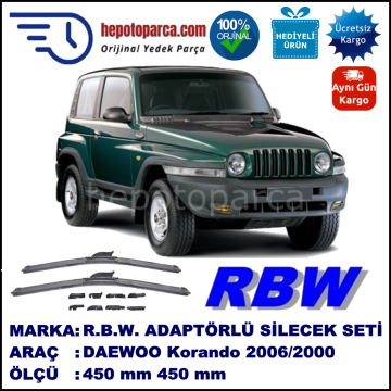 DAEWOO Korando [KJ] 07.1996-12.2000, 450 / 450 mm.  RBW  ADAPTÖRLÜ MUZ SİLECEK SETİ