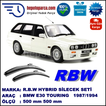 BMW Serie 3 Touring [E 30] 07.87-06.94 500 / 500 mm. RBW Hybrid Silecek Seti. U Kanca Uyumlu Hibrit