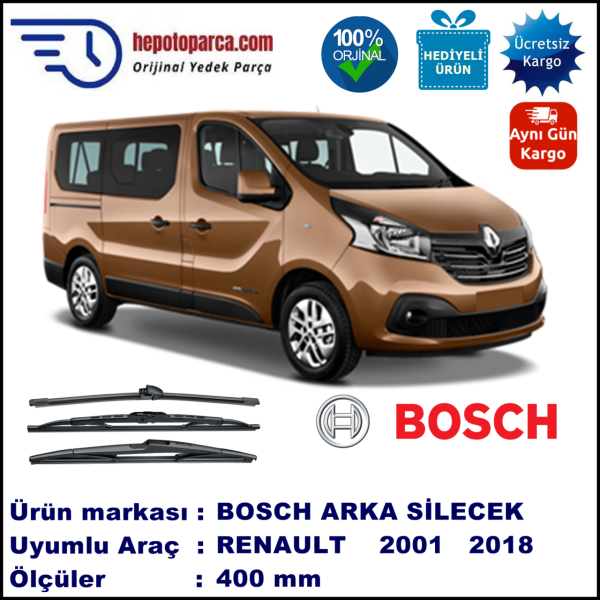RENAULT Trafic [EL./FL./JL.] 340 mm 05.2001-... BOSCH Arka Silecek