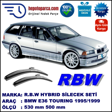 BMW Serie 3 Touring [E 36] 03.95-12.99 530 / 500 mm. RBW Hybrid Silecek Seti. U Kanca Uyumlu Hibrit