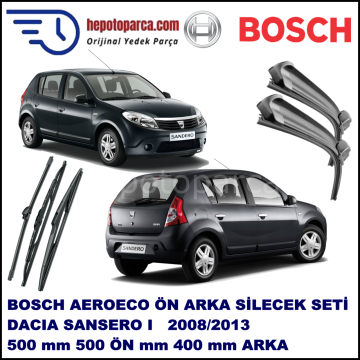 DACIA Sandero [BS] 06,2008-,,, Bosch Aeroeco Ön ve Arka Silecek Takımı