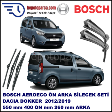 DACIA Dokker  07,2012-,,, Bosch Aeroeco Ön ve Arka Silecek Takımı