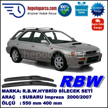 SUBARU Impreza Outback [GD, GG] 10.00-06.07 550 / 400 mm. RBW Hybrid Silecek Seti. U Kanca Uyumlu Hibrit