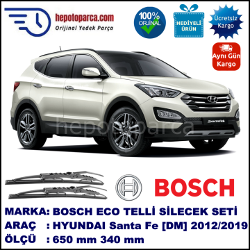 HYUNDAI Santa Fe [DM] 06.12-... 650 / 340 mm. BOSCH ECO Telli Silecek 2'li Takım