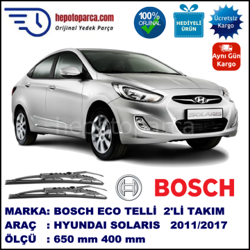 HYUNDAI Solaris [RB] 01.11-... 650 / 400 mm. BOSCH ECO Telli Silecek 2'li Takım