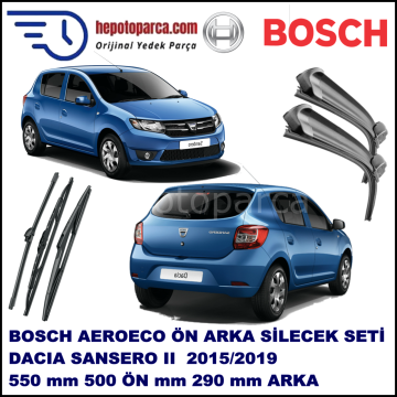 DACIA Sandero II [L8] 08,2012-,,, Bosch Aeroeco Ön ve Arka Silecek Takımı