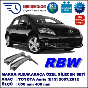TOYOTA Auris [E15, NMT, SB1] 02.07-10.12 650 / 400 mm. RBW Muz Silecek Seti  2'li Takım. U Kanca Uyumludur.