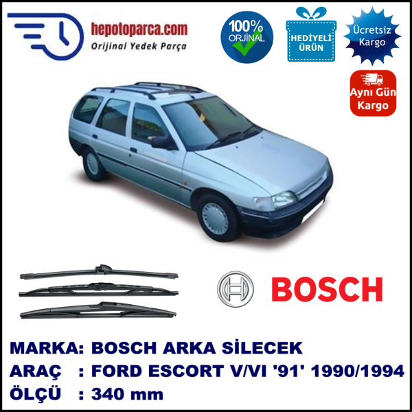 FORD Escort V/VI Turnier [91] 340 mm 08.1990-12.1994 BOSCH Arka Silecek