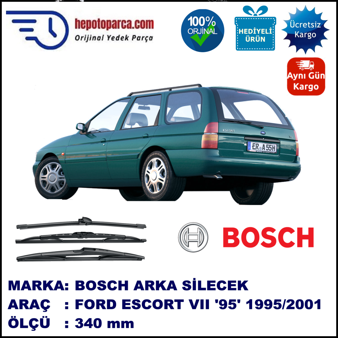 FORD Escort VII Turnier [95] 340 mm 01.1995-09.2001 BOSCH Arka Silecek