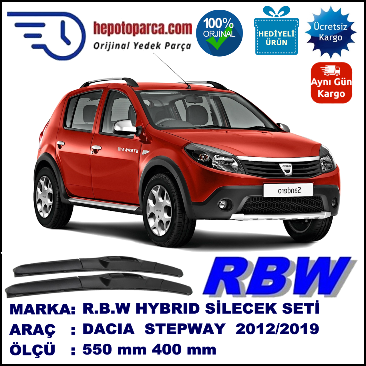 DACIA STEPWAY HYBRID SİLECEK TAKIMI RBW ARACA ÖZEL (2012-2015)