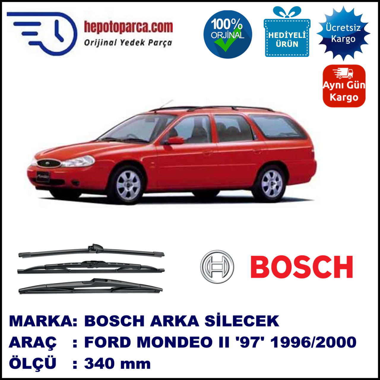 FORD Mondeo II Turnier [97] 340 mm 08.1996-09.2000 BOSCH Arka Silecek