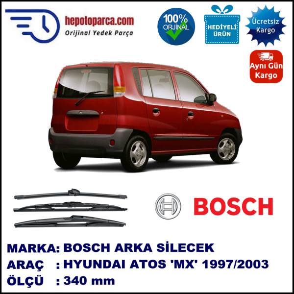 HYUNDAI Atos [MX] 340 mm 09.1997-12.2003 BOSCH Arka Silecek