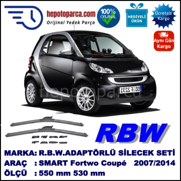 SMART (MCC) Fortwo Coupé [451] 04.2007-..., 550 / 530 mm.  RBW  ADAPTÖRLÜ MUZ SİLECEK SETİ