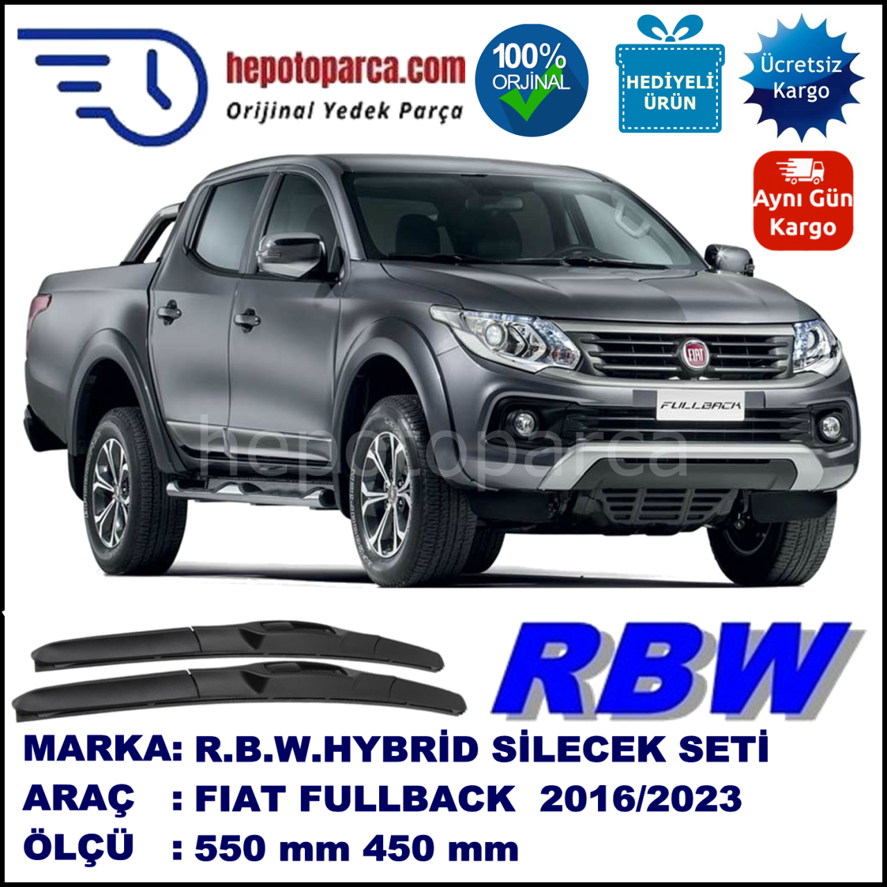 FIAT FULLBACK HYBRID SİLECEK TAKIMI RBW ARACA ÖZEL (2016→)