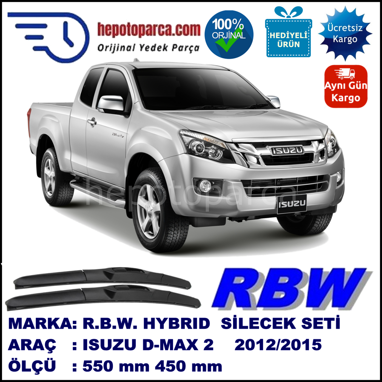 ISUZU D-MAX 2 HYBRID SİLECEK TAKIMI RBW ARACA ÖZEL (2012→)