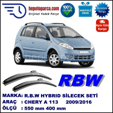 CHERY Kimo [A 113] 07.09-... 550 / 400 mm. RBW Hybrid Silecek Seti. U Kanca Uyumlu Hibrit