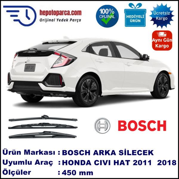 HONDA Civic Hatchback  340 mm 09.2016-- BOSCH Arka Silecek