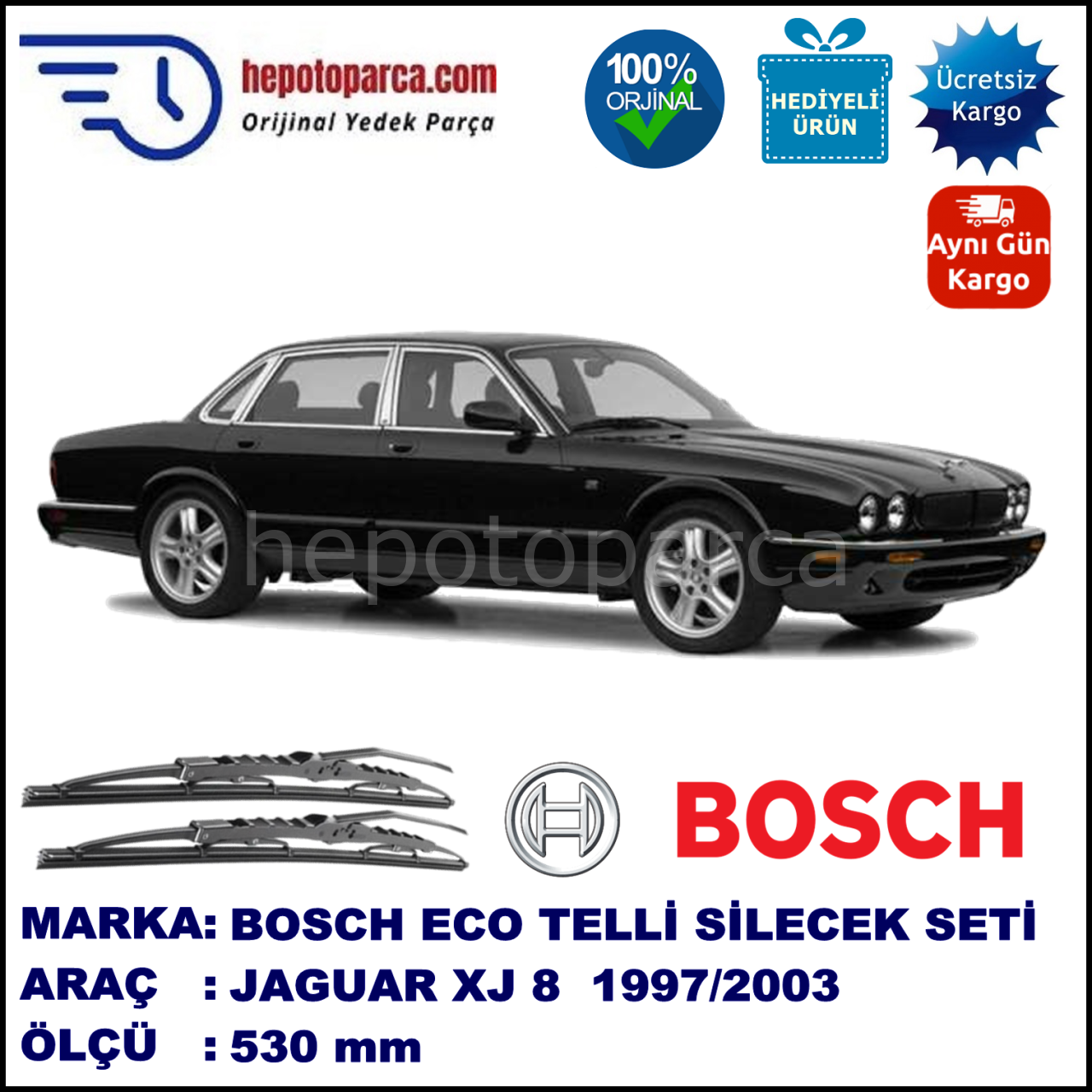 JAGUAR XJ 8  09.97-01.03 530 /  mm. BOSCH ECO Telli Silecek 2'li Takım