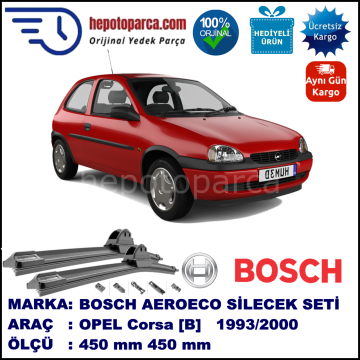 OPEL Corsa [B] 03.1993-09.2000, 450 / 450 mm. BOSCH AEROECO Aparatlı Muz Silecek