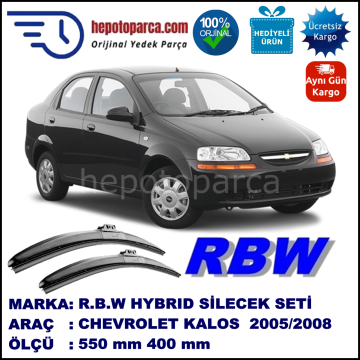 CHEVROLET Kalos [KL1S, T200] 02.05-08.06 550 / 400 mm. RBW Hybrid Silecek Seti. U Kanca Uyumlu Hibrit