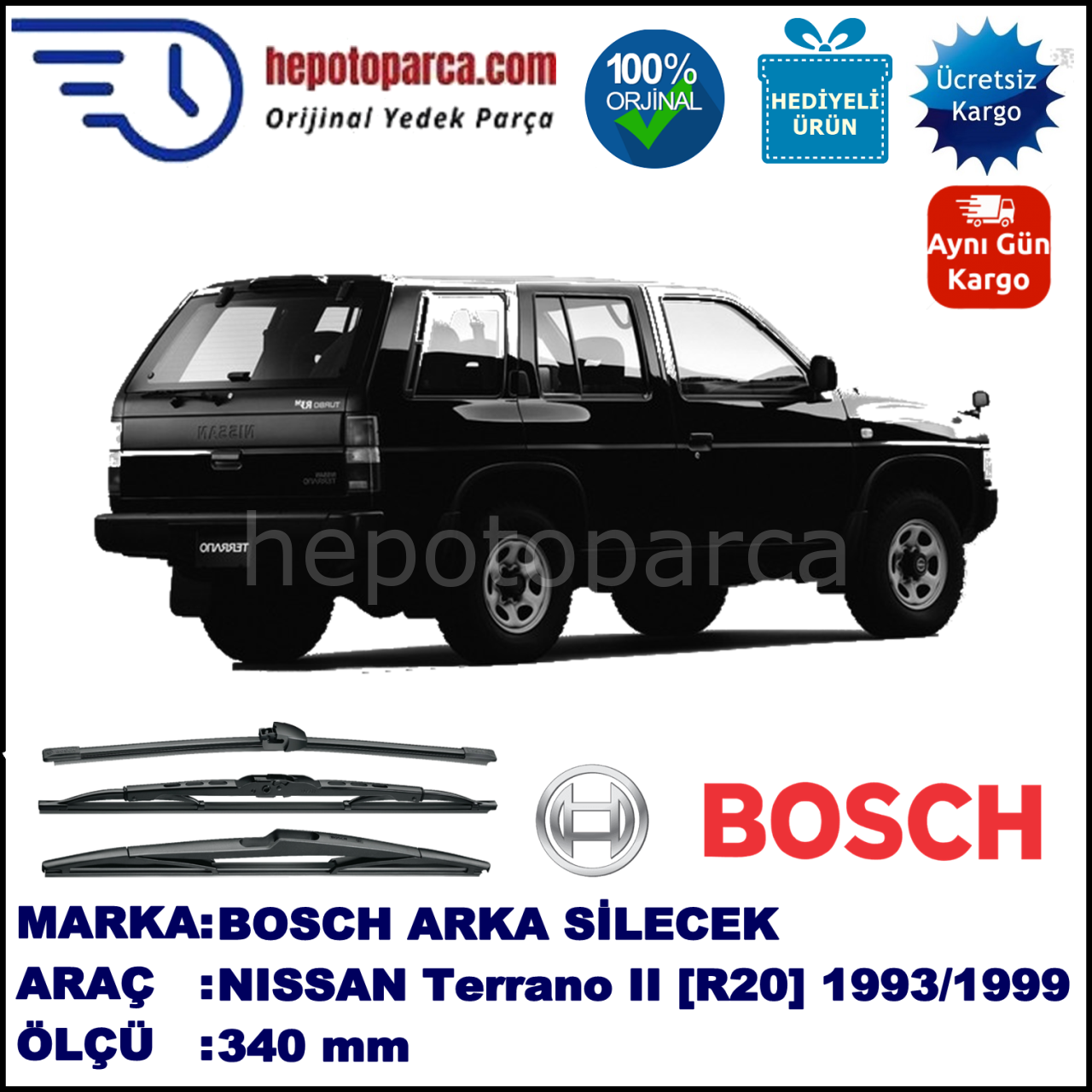 NISSAN Terrano II [R20] 340 mm 02.1993-10.1999 BOSCH Arka Silecek