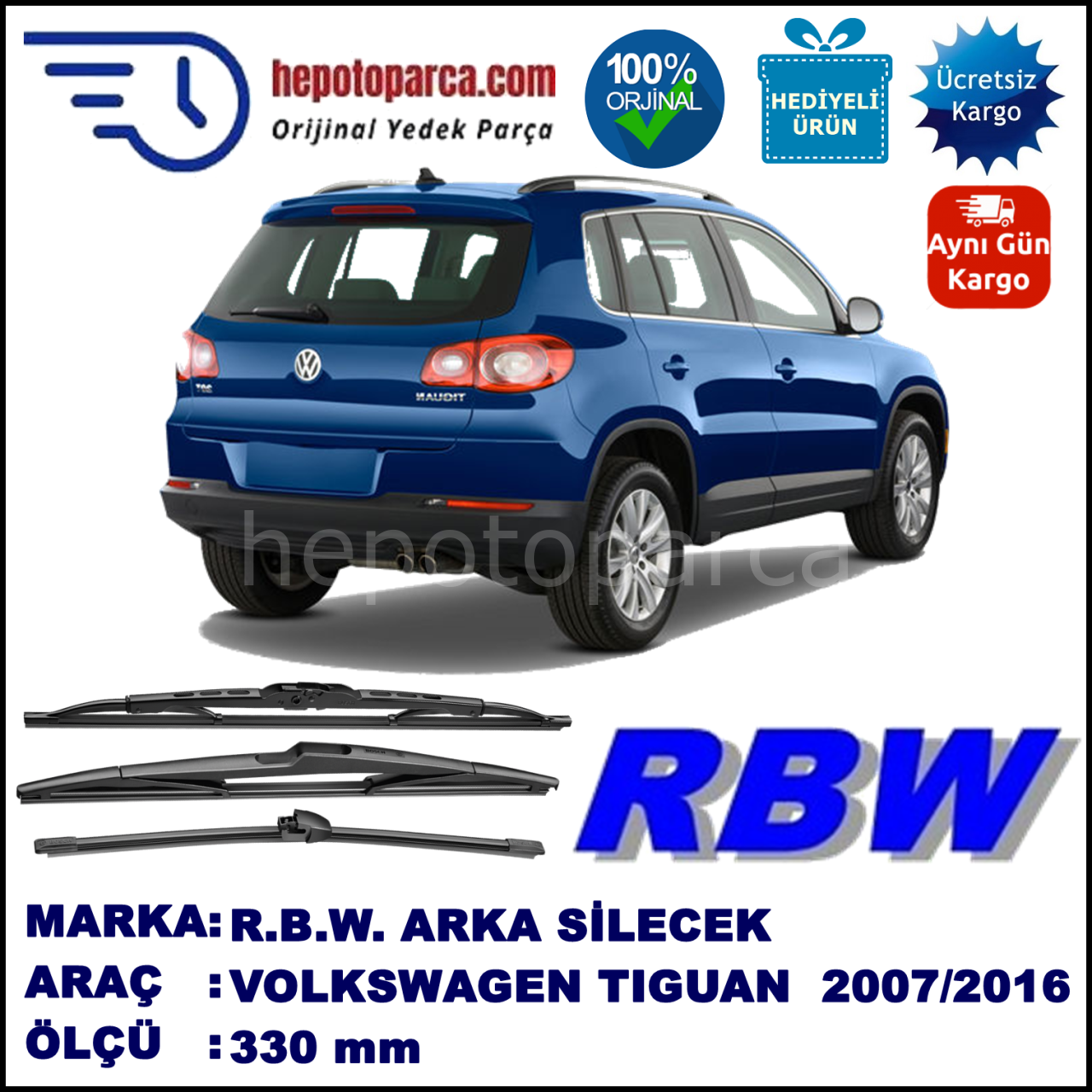 VOLKSWAGEN TIGUAN MUZ ARKA SİLECEK RBW ARACA ÖZEL (2007-2016)