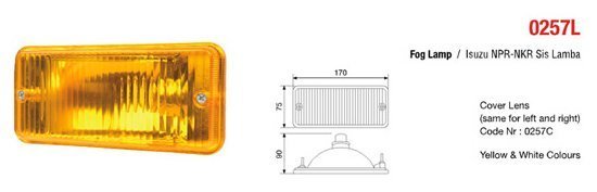 ÜÇLER.A12-0257LB ÜÇLER ISUZU SİS LAMBASI (PLASTİK)  BEYAZ