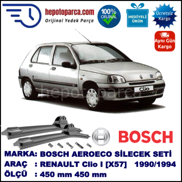 RENAULT Clio I [X57] 06.1990-02.1994, 450 / 450 mm. BOSCH AEROECO Aparatlı Muz Silecek