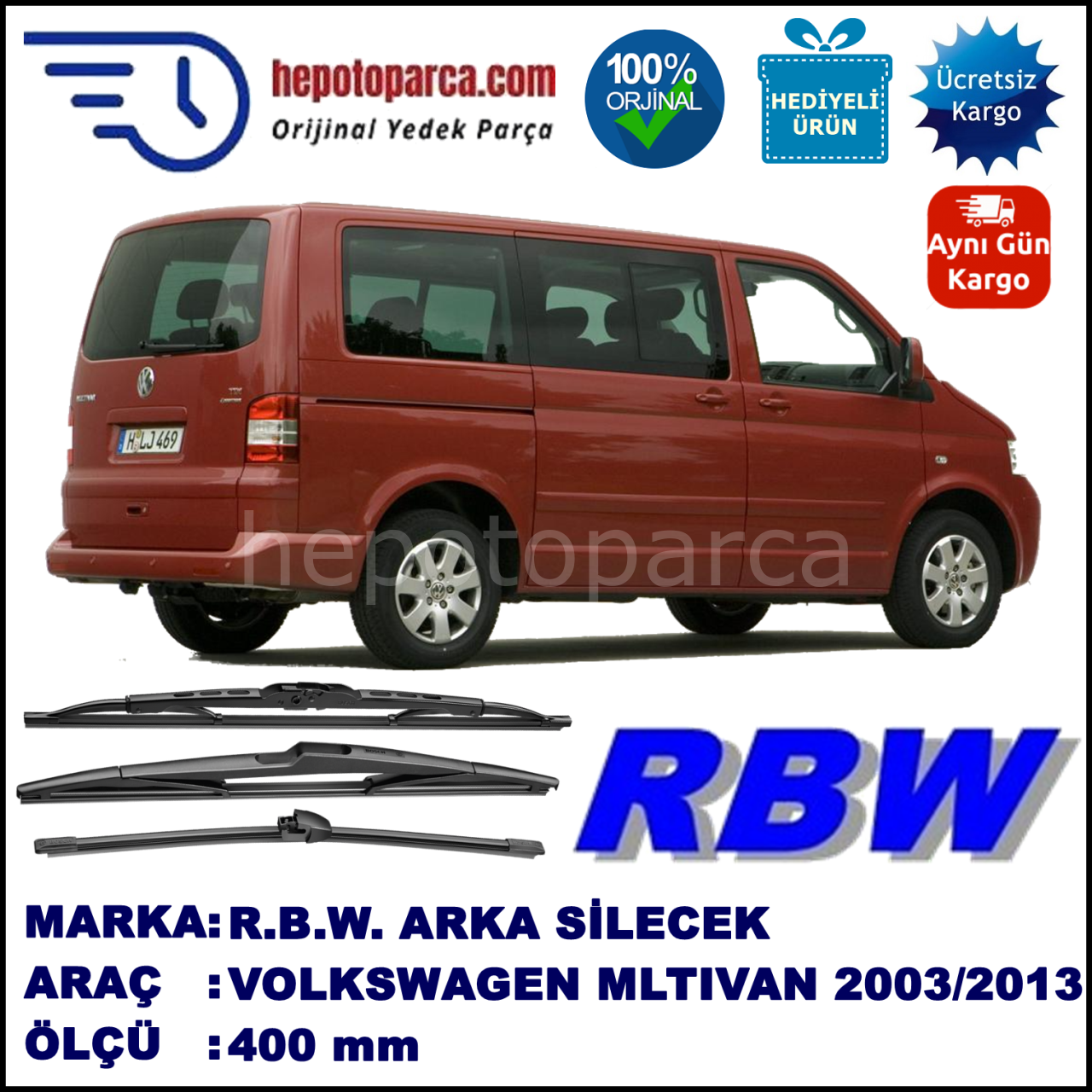 VOLKSWAGEN MULTIVAN T5 MUZ ARKA SİLECEK RBW ARACA ÖZEL  (2003-2015)
