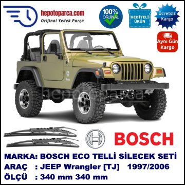 JEEP Wrangler [TJ] 01.97-12.06 340 / 340 mm. BOSCH ECO Telli Silecek 2'li Takım