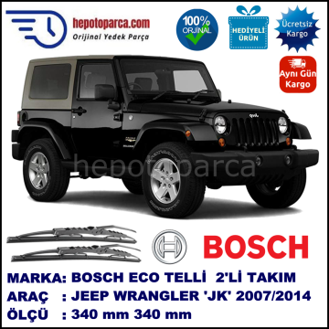 JEEP Wrangler [JK] 01.07-... 340 / 340 mm. BOSCH ECO Telli Silecek 2'li Takım