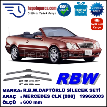 MERCEDES-BENZ Serie CLK (Cabrio) [208] 09.1996-01.2003, 600 / - mm.  RBW  ADAPTÖRLÜ MUZ SİLECEK