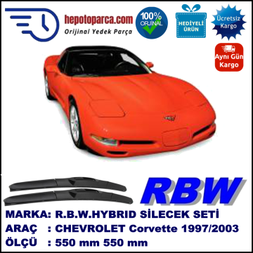 CHEVROLET Corvette Coupé  01.97-08.03 550 / 550 mm. RBW Hybrid Silecek Seti. U Kanca Uyumlu Hibrit