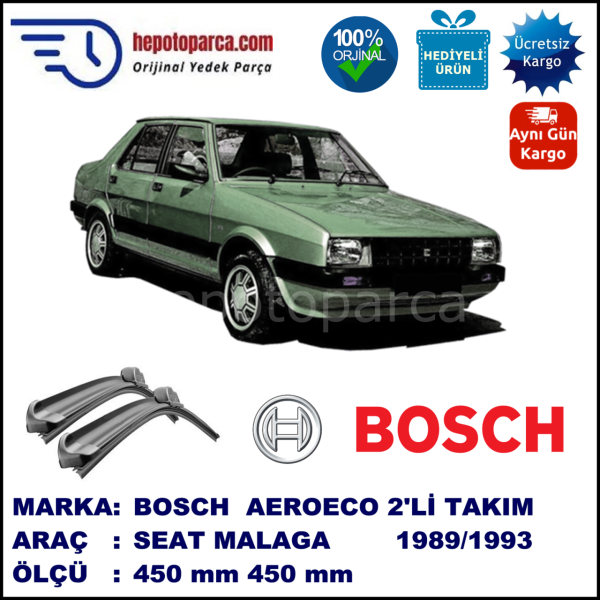 SEAT Malaga  12.1989-12.1993, 450 / 450 mm. BOSCH AEROECO Aparatlı Muz Silecek