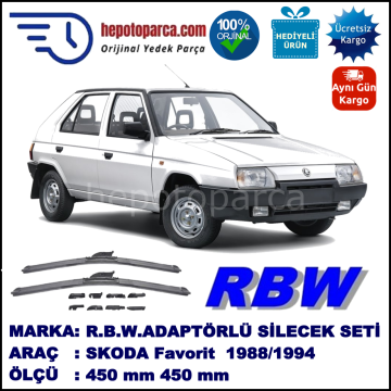 SKODA Favorit  09.1988-09.1994, 450 / 450 mm.  RBW  ADAPTÖRLÜ MUZ SİLECEK SETİ