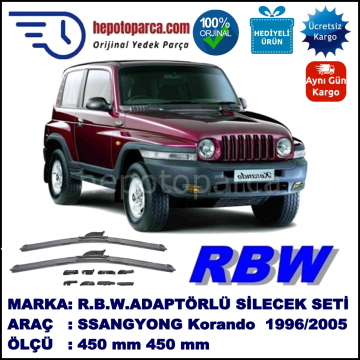 SSANGYONG Korando [KJ] 07.1996-12.2005, 450 / 450 mm.  RBW  ADAPTÖRLÜ MUZ SİLECEK SETİ