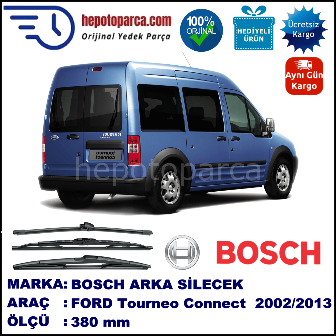 FORD Tourneo Connect [02] 380 mm 05.2002-08.2013 BOSCH Arka Silecek