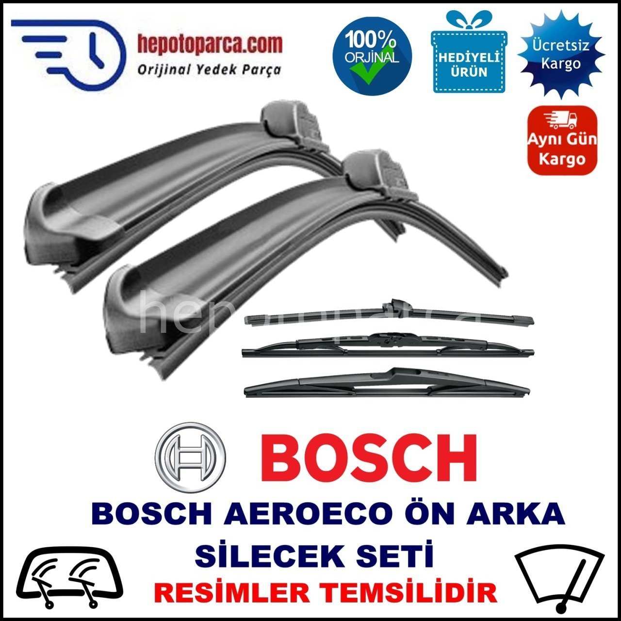 FORD Maverick [1EZ, 1N2] 10,2000-01,2007 Bosch Aeroeco Ön ve Arka Silecek Takımı