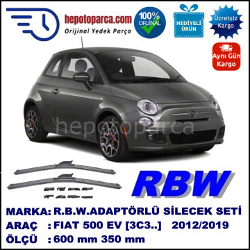 FIAT 500 EV [3C3..] 03.2012-..., 600 / 350 mm.  RBW  ADAPTÖRLÜ MUZ SİLECEK SETİ