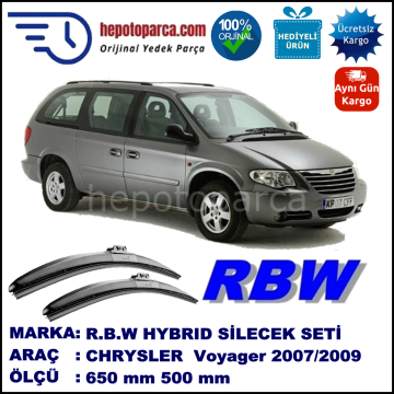 CHRYSLER Grand Voyager [RS] 09.07-11.09 650 / 500 mm. RBW Hybrid Silecek Seti. U Kanca Uyumlu Hibrit