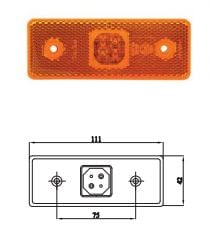 3030-M005Y30-A LEDLİ SİDE MARKER İKİLİ KABLO 24V