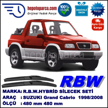 SUZUKI Grand Vitara Cabrio  03.98-03.08 480 / 480 mm. RBW Hybrid Silecek Seti. U Kanca Uyumlu Hibrit