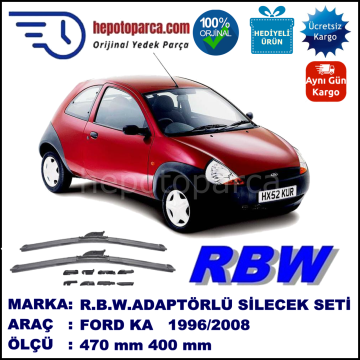 FORD Ka [97] 09.1996-09.2008, 470 / 400 mm.  RBW  ADAPTÖRLÜ MUZ SİLECEK SETİ