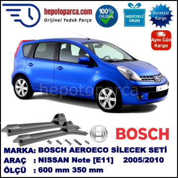 NISSAN Note [E11; E11E] 01.2005-..., 600 / 350 mm. BOSCH AEROECO Aparatlı Muz Silecek