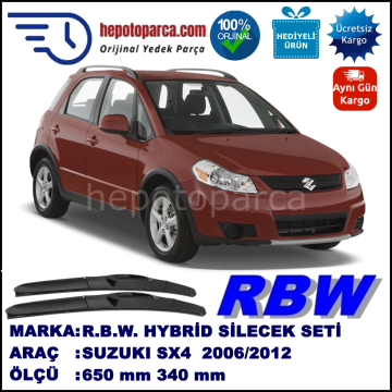 SUZUKI SX4  07.06-... 650 / 340 mm. RBW Hybrid Silecek Seti. U Kanca Uyumlu Hibrit