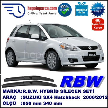 SUZUKI SX4 Hatchback  05.06-... 650 / 340 mm. RBW Hybrid Silecek Seti. U Kanca Uyumlu Hibrit