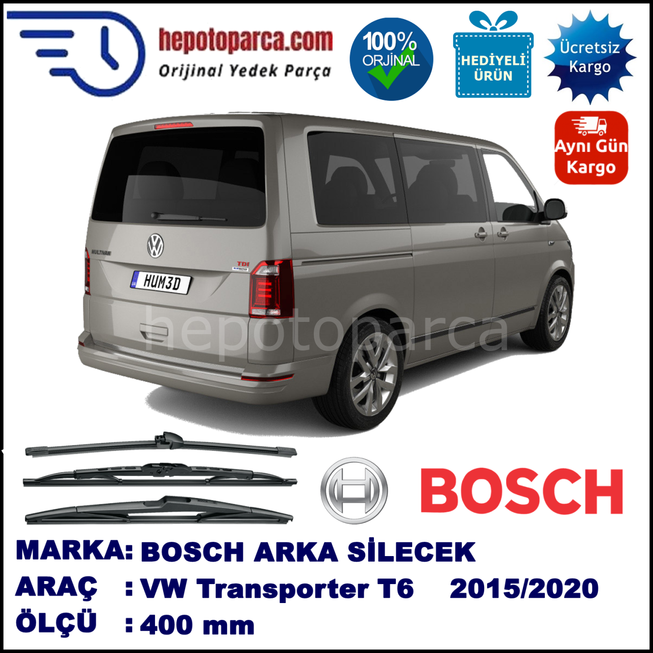 VOLKSWAGEN TRANSPORTER T6 MUZ ARKA SİLECEK RBW ARACA ÖZEL (2015→)